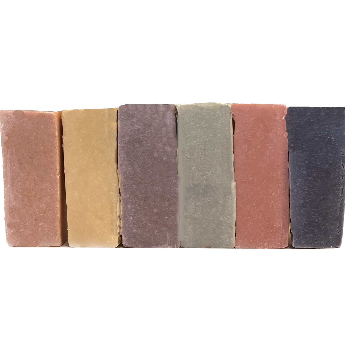 Soap Dough Co. - Earth Kit - Wall of sienna brown, desert green, dark purple, brown/orange, salmon pink, and gold.