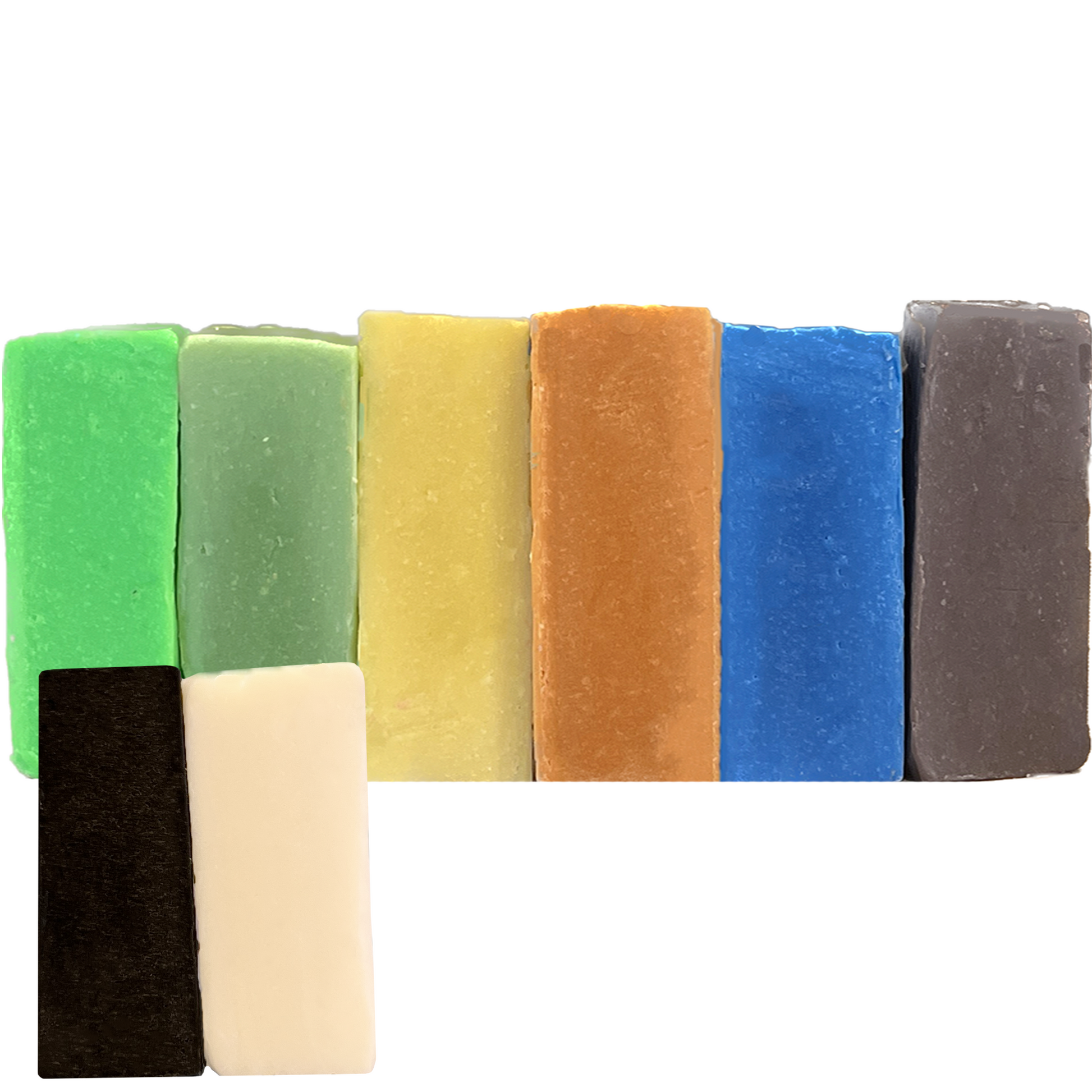 Soap Dough Co. - Jungle Kit - neon green, kermit green, yellow, orange, neon blue, brown, with black and white accent colors.
