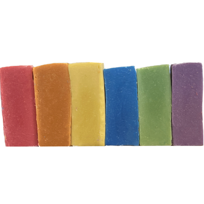 Soap Dough Co. - Rainbow Kit - Wall of yellow, purple, green, orange, blue, and red.